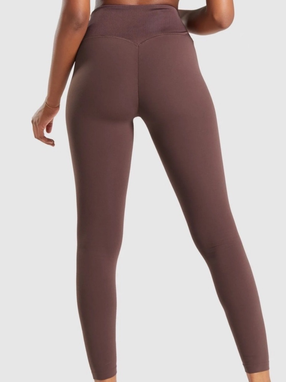 NWT Gymshark x Whitney Simmons Rib Waist Leggings Cherry Chocolate Size XL - Picture 2 of 9